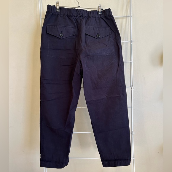 Alex Mill cotton linen drawstring trousers in navy - Picture 3 of 6